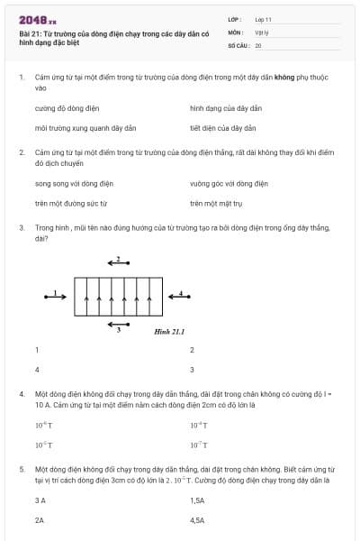 Bài 21: Từ trường của dòng điện chạy trong các dây dẫn có hình dạng đặc biệt