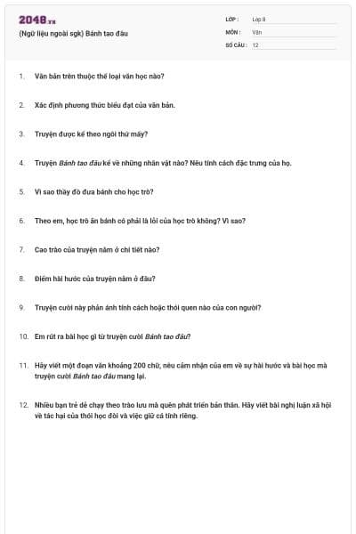 (Ngữ liệu ngoài sgk) Bánh tao đâu