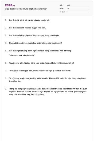 (Ngữ liệu ngoài sgk) Nhưng nó phải bằng hai mày