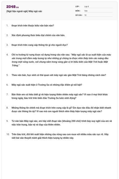 (Ngữ liệu ngoài sgk) Mây ngũ sắc