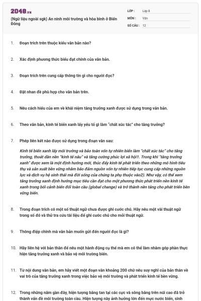 (Ngữ liệu ngoài sgk) An ninh môi trường và hòa bình ở Biển Đông