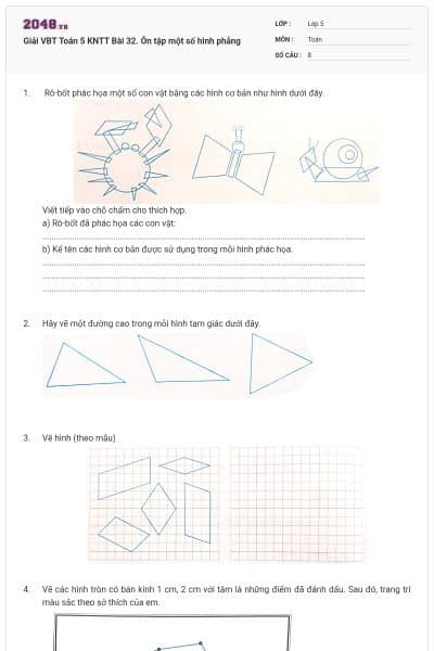 Giải VBT Toán 5 KNTT Bài 32. Ôn tập một số hình phẳng