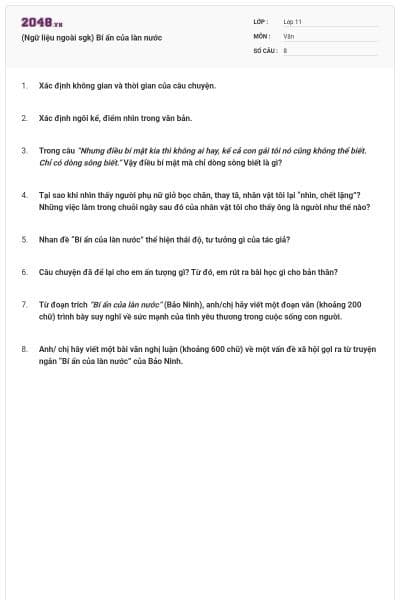 (Ngữ liệu ngoài sgk) Bí ẩn của làn nước