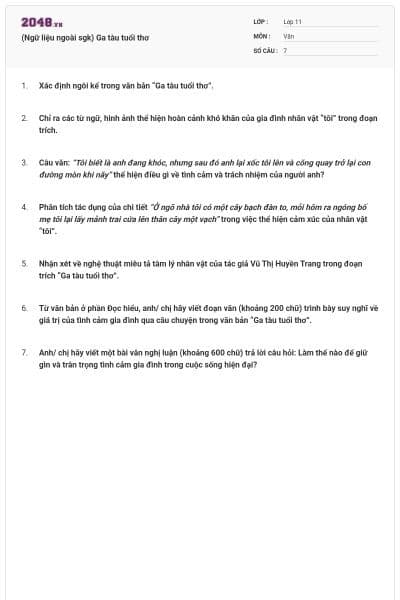 (Ngữ liệu ngoài sgk) Ga tàu tuổi thơ