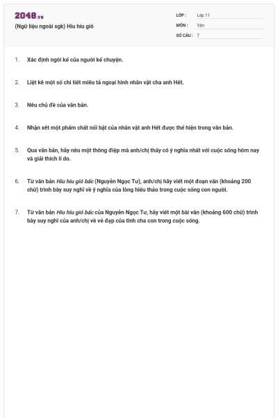 (Ngữ liệu ngoài sgk) Hiu hiu gió