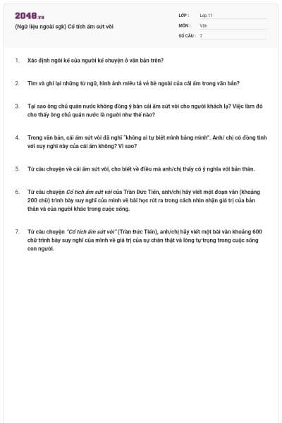 (Ngữ liệu ngoài sgk) Cổ tích ấm sứt vòi