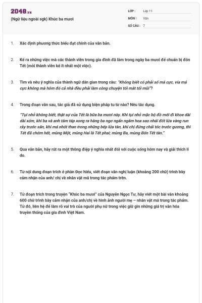 (Ngữ liệu ngoài sgk) Khúc ba mươi