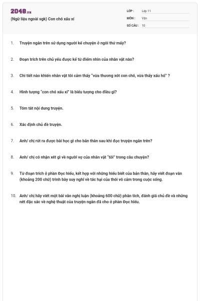 (Ngữ liệu ngoài sgk) Con chó xấu xí