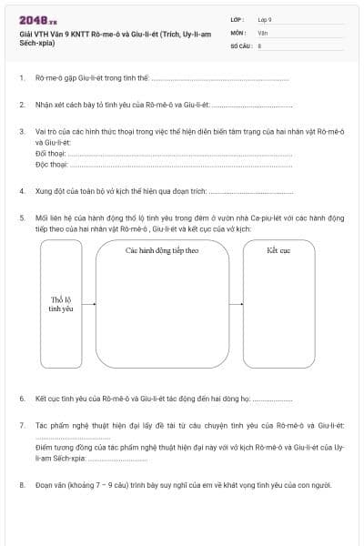 Giải VTH Văn 9 KNTT Rô-me-ô và Giu-li-ét (Trích, Uy-li-am Sếch-xpia)