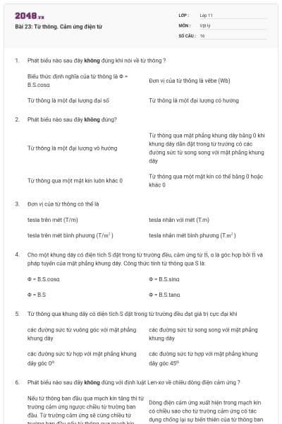 Bài 23: Từ thông. Cảm ứng điện từ