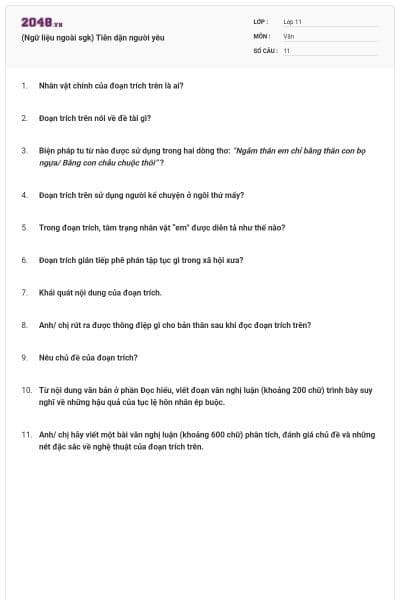 (Ngữ liệu ngoài sgk) Tiễn dặn người yêu