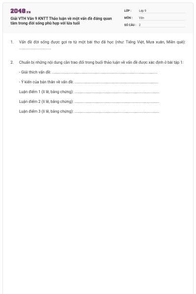 Giải VTH Văn 9 KNTT Thảo luận về một vấn đề đáng quan tâm trong đời sống phù hợp với lứa tuổi