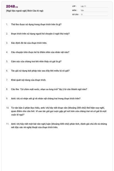 (Ngữ liệu ngoài sgk) Bích Câu kì ngộ