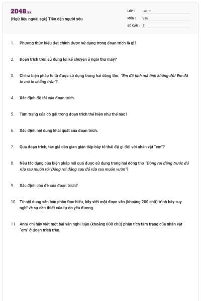 (Ngữ liệu ngoài sgk) Tiễn dặn người yêu