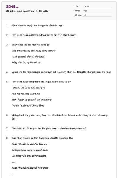 (Ngữ liệu ngoài sgk) Khun Lú - Nàng Ủa