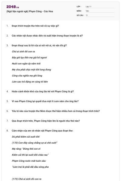 (Ngữ liệu ngoài sgk) Phạm Công - Cúc Hoa