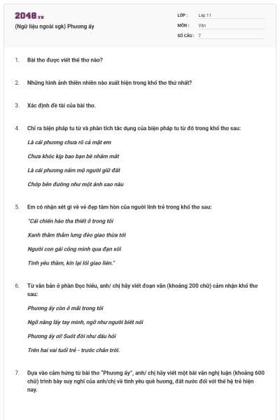 (Ngữ liệu ngoài sgk) Phương ấy