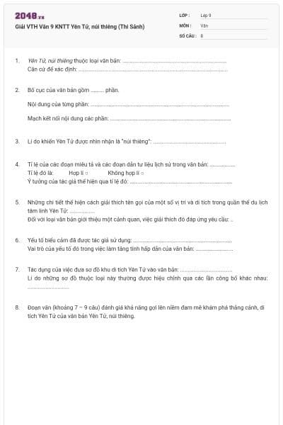 Giải VTH Văn 9 KNTT Yên Tử, núi thiêng (Thi Sảnh)