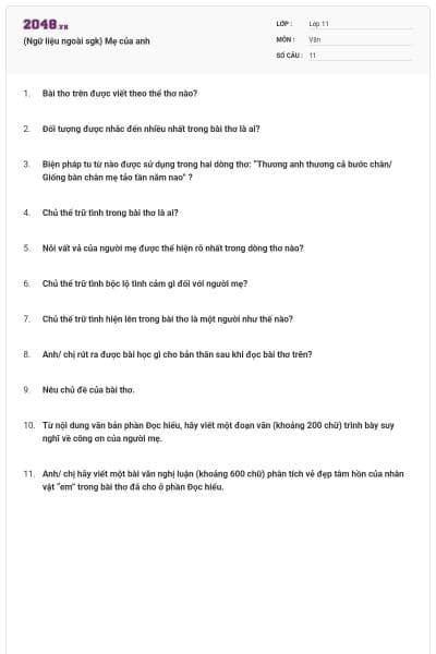 (Ngữ liệu ngoài sgk) Mẹ của anh