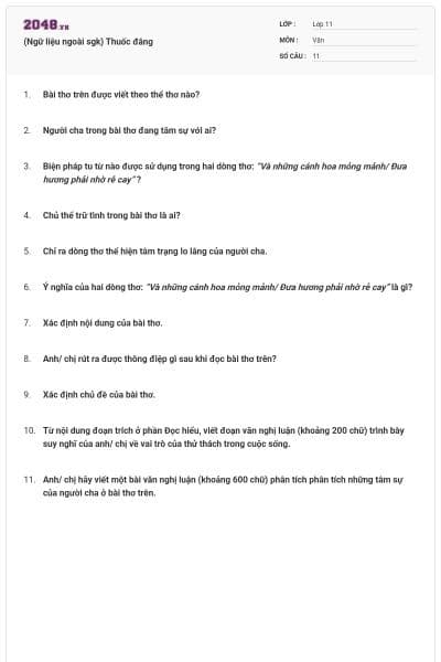 (Ngữ liệu ngoài sgk) Thuốc đắng