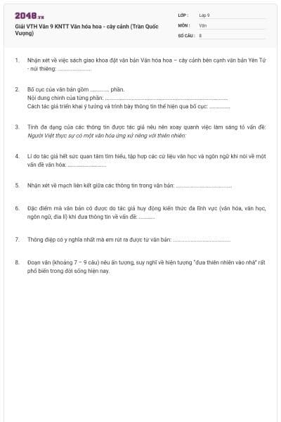 Giải VTH Văn 9 KNTT Văn hóa hoa - cây cảnh (Trần Quốc Vượng)