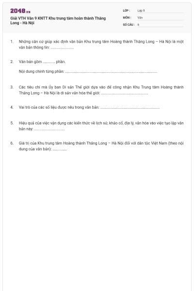 Giải VTH Văn 9 KNTT Khu trung tâm hoàn thành Thăng Long - Hà Nội