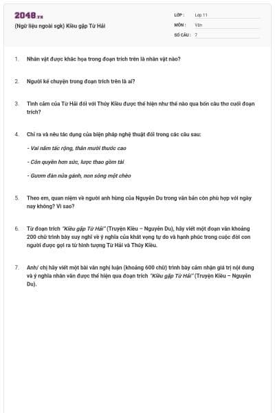 (Ngữ liệu ngoài sgk) Kiều gặp Từ Hải