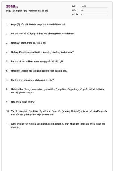 (Ngữ liệu ngoài sgk) Thái Bình mại ca giả