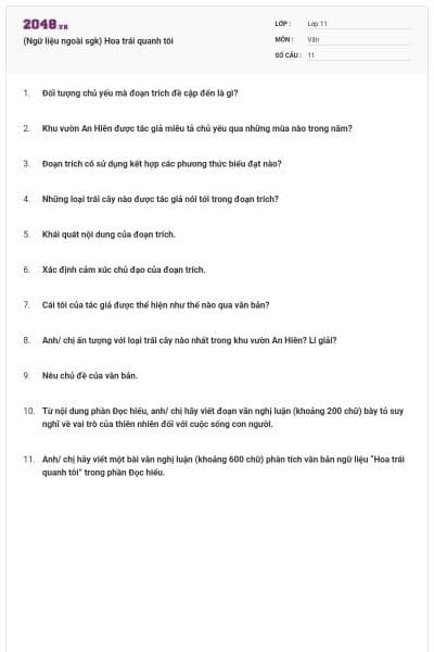 (Ngữ liệu ngoài sgk) Hoa trái quanh tôi