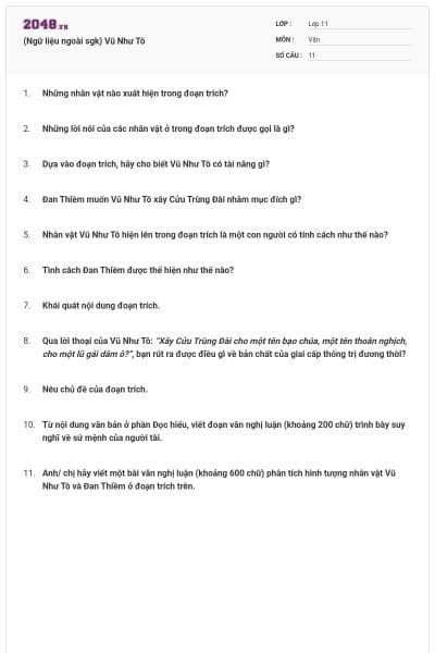 (Ngữ liệu ngoài sgk) Vũ Như Tô