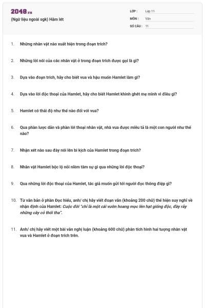 (Ngữ liệu ngoài sgk) Hăm lét