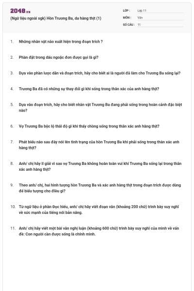 (Ngữ liệu ngoài sgk) Hồn Trương Ba, da hàng thịt (1)