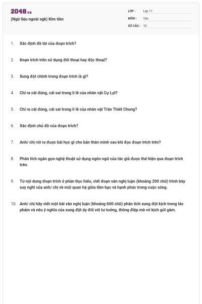 (Ngữ liệu ngoài sgk) Kim tiền