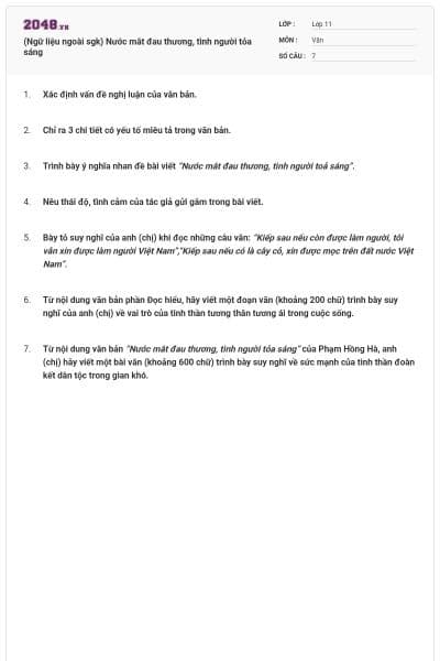 (Ngữ liệu ngoài sgk) Nước mắt đau thương, tình người tỏa sáng