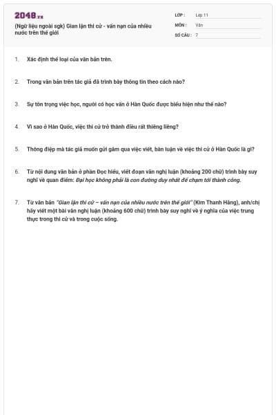 (Ngữ liệu ngoài sgk) Gian lận thi cử - vấn nạn của nhiều nước trên thế giới