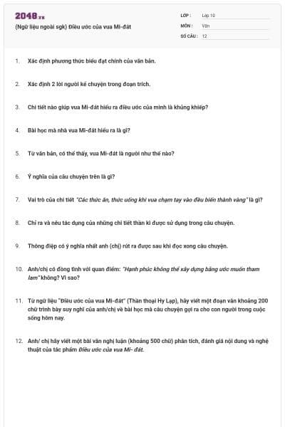 (Ngữ liệu ngoài sgk) Điều ước của vua Mi-đát