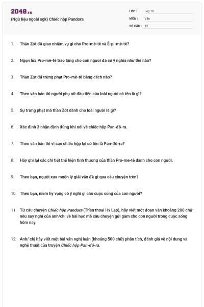 (Ngữ liệu ngoài sgk) Chiếc hộp Pandora