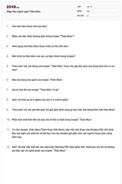 (Ngữ liệu ngoài sgk) Thần Mưa