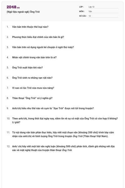 (Ngữ liệu ngoài sgk) Ông Trời