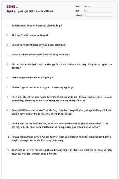 (Ngữ liệu ngoài sgk) Giết con sư tử ở Nê-mê