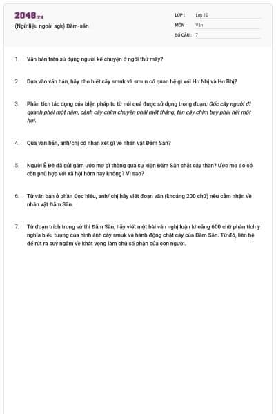 (Ngữ liệu ngoài sgk) Đăm-săn