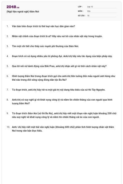 (Ngữ liệu ngoài sgk) Đăm Noi