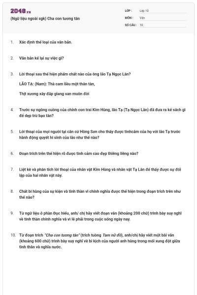 (Ngữ liệu ngoài sgk) Cha con tương tàn