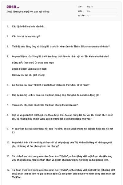 (Ngữ liệu ngoài sgk) Nỗi oan hại chồng