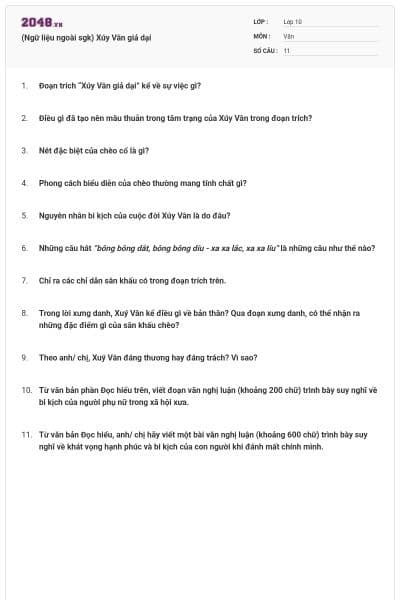 (Ngữ liệu ngoài sgk) Xúy Vân giả dại