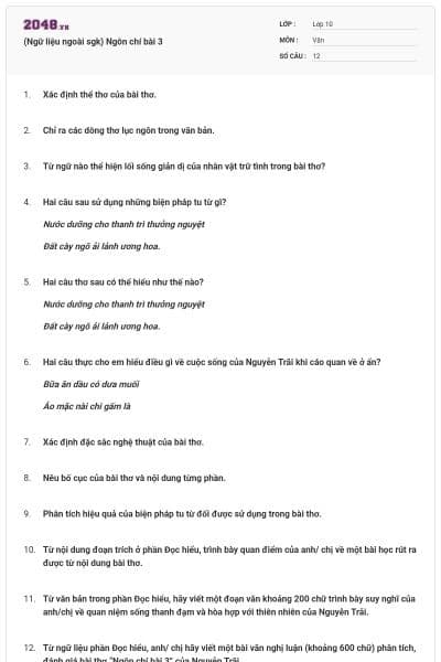 (Ngữ liệu ngoài sgk) Ngôn chí bài 3