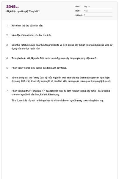 (Ngữ liệu ngoài sgk) Tùng bài 1