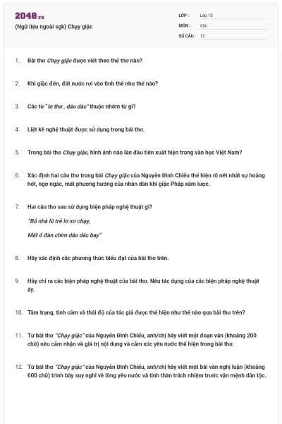 (Ngữ liệu ngoài sgk) Chạy giặc