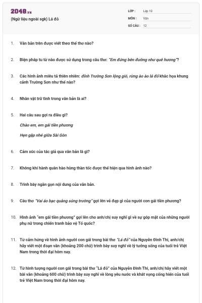 (Ngữ liệu ngoài sgk) Lá đỏ