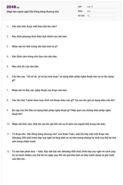 (Ngữ liệu ngoài sgk) Dải đồng bằng thương nhớ